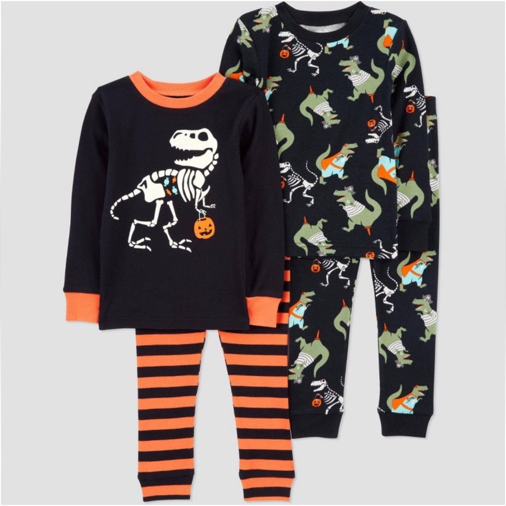 Carter's Just One You Toddler Boys' Long Sleeve 4pc Halloween Dino PJ Set NEW